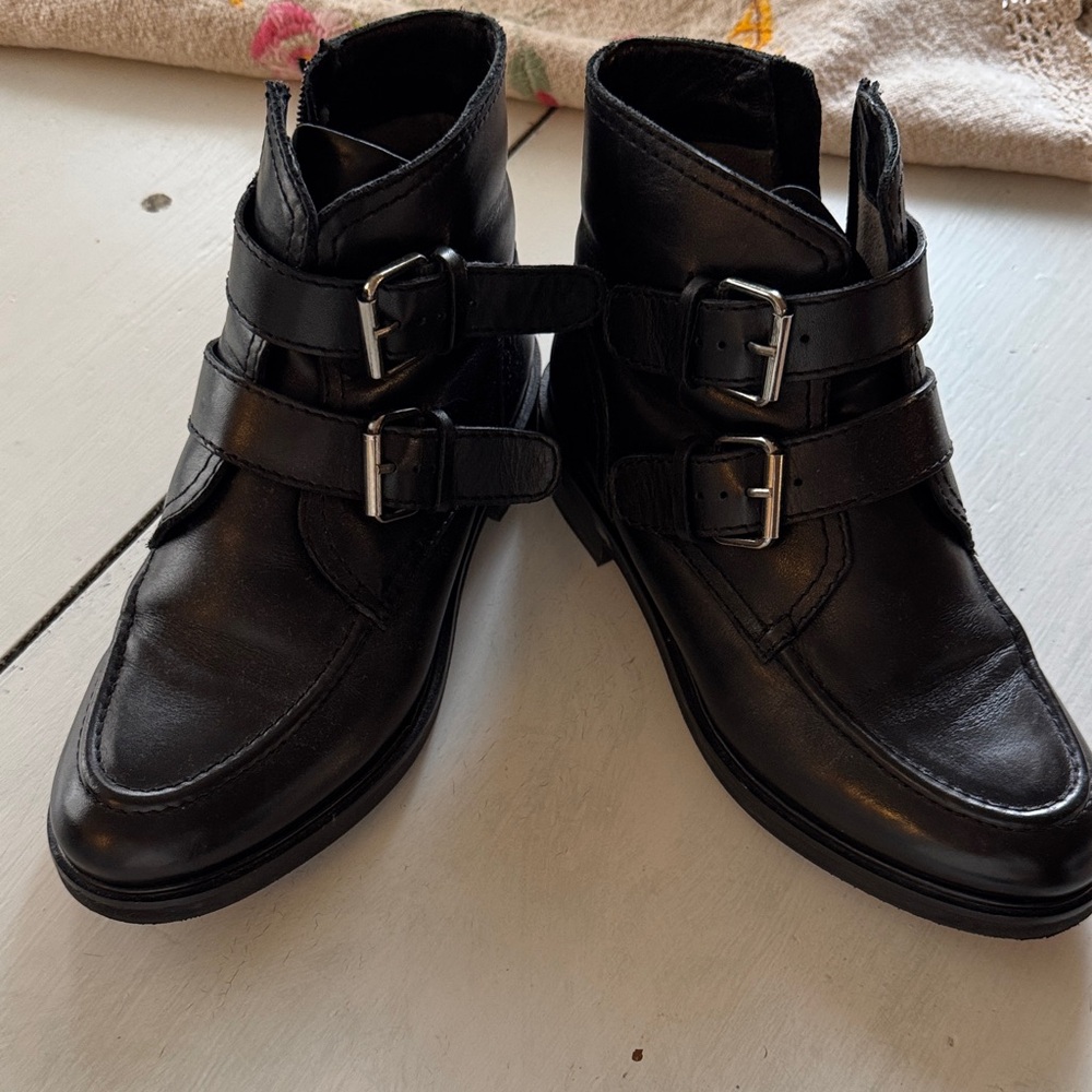 Seychelles Black Leather Buckle Boots